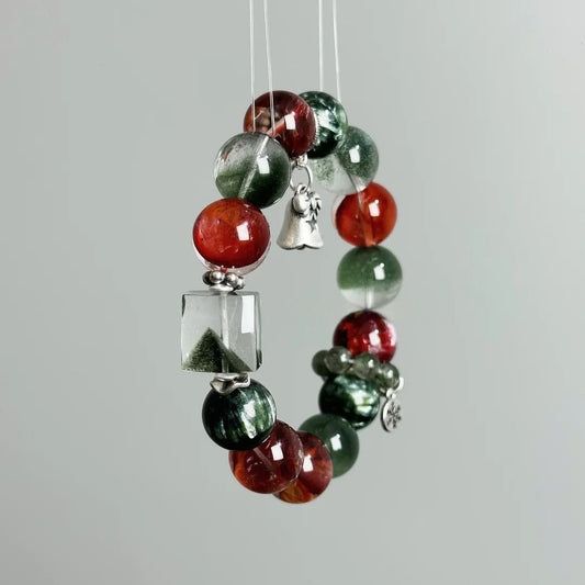 Christmas Power Gemstone Crystal Beads Natural Red Gum Flower Crystal Bracelet