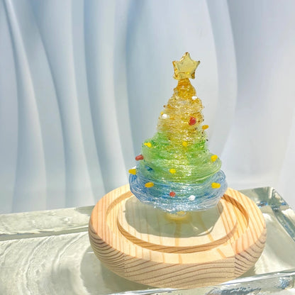 Handmade Blown Glass Christmas Tree Mini Handmade Christmas Tree Figurines Ornaments Art Glass Christmas Decoration for Home Tabletop Festival Gifts