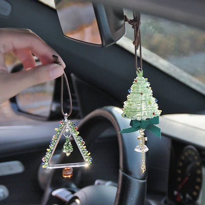 Christmas Tree Car Mirror Hanging Accessories Crystal Glass