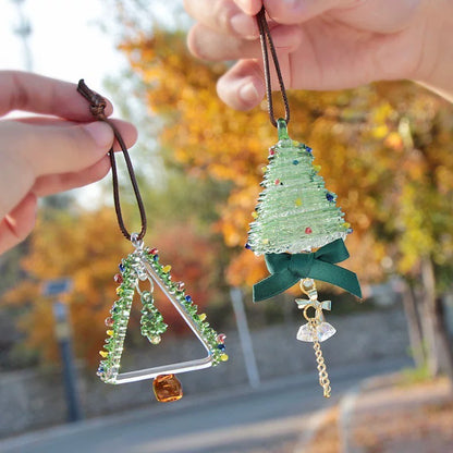 Christmas Tree Car Mirror Hanging Accessories Crystal Glass