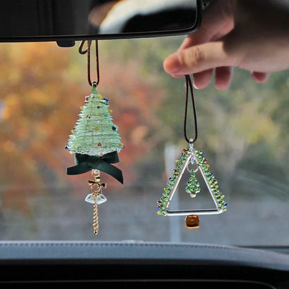 Christmas Tree Car Mirror Hanging Accessories Crystal Glass