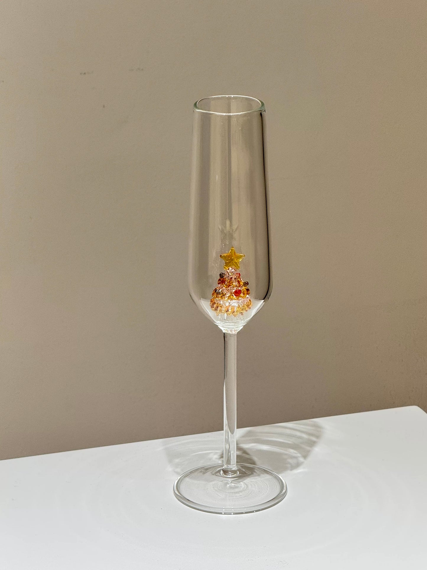 Champagne Flute Glasses with Christmas Tree / gingerbread inside, S6.1 oz, Classic Shape for Timeless Style, Ideal for Mimosas, Prosecco, Sparkling Wine