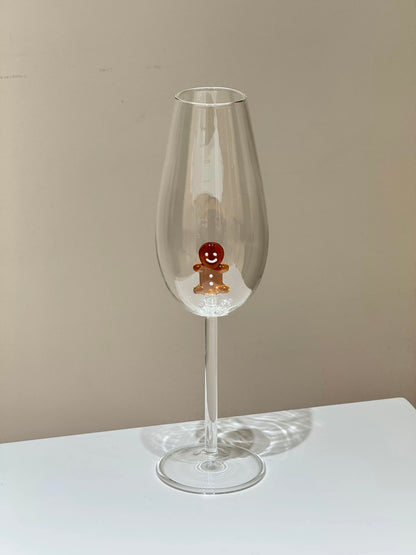 Champagne Flute Glasses with Christmas Tree / gingerbread inside, S6.1 oz, Classic Shape for Timeless Style, Ideal for Mimosas, Prosecco, Sparkling Wine