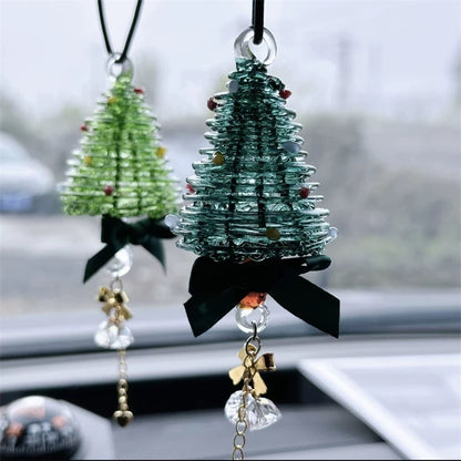 Christmas Tree Car Mirror Hanging Accessories Crystal Glass