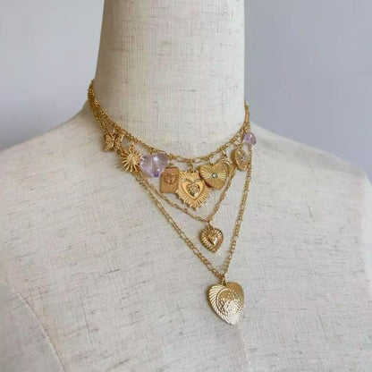 Gold Necklace For Women With Infinity Heart Leaf Sun Pendants Compass Pendant Necklace Heart Necklace Peace Dove Gold Necklace Fashion Jewelry