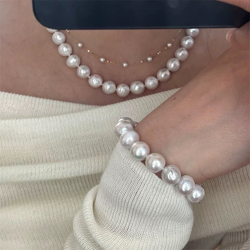 Pearl Bracelet Single White 10-11mm A Quality Freshwater Cultured Pearl Bracelet