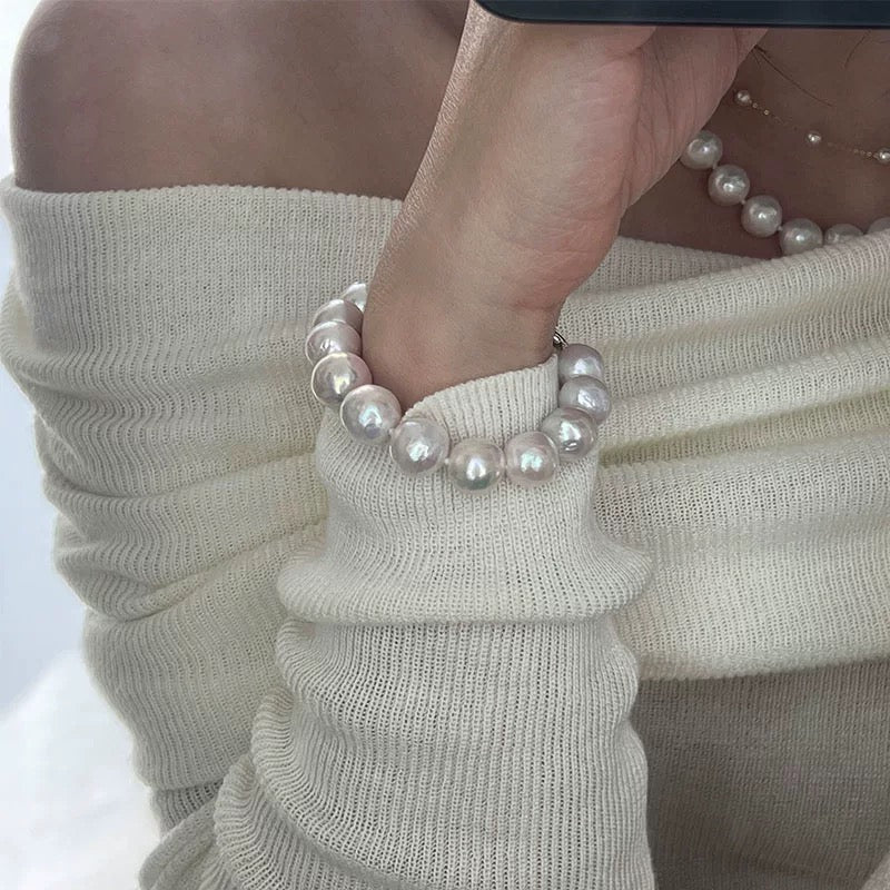 Pearl Bracelet Single White 10-11mm A Quality Freshwater Cultured Pearl Bracelet