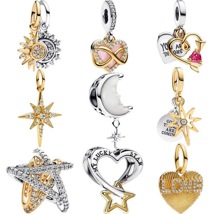 Set of 9 Silver Charms Fit Pandora Charms Bracelet God Has You In His Arms I Have You In My Heart Fit Wife Daughter Mother's Day Christmas Birthday Gift