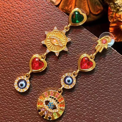 Evil Eye Linear Earrings