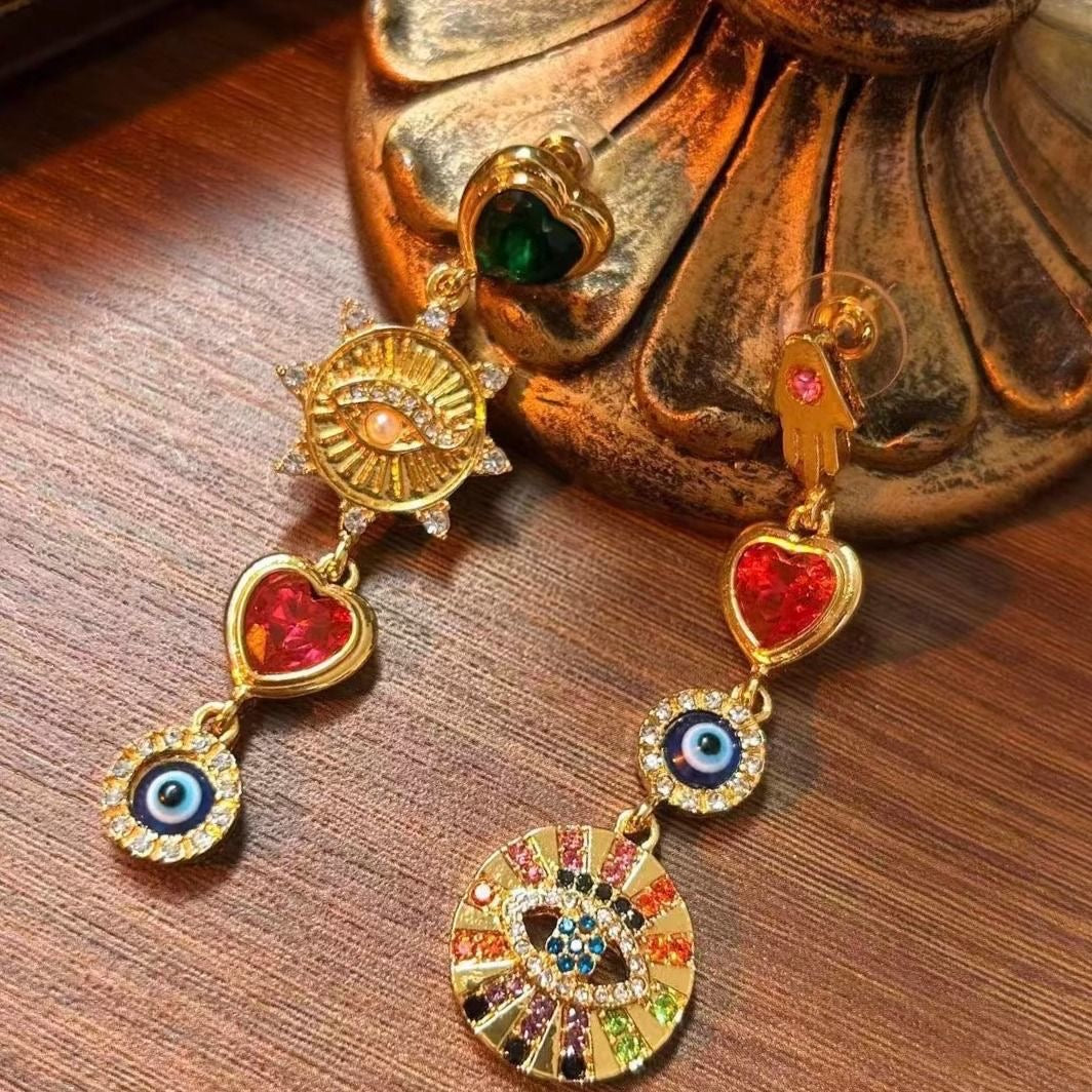 Evil Eye Linear Earrings