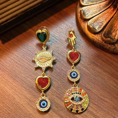 Evil Eye Linear Earrings