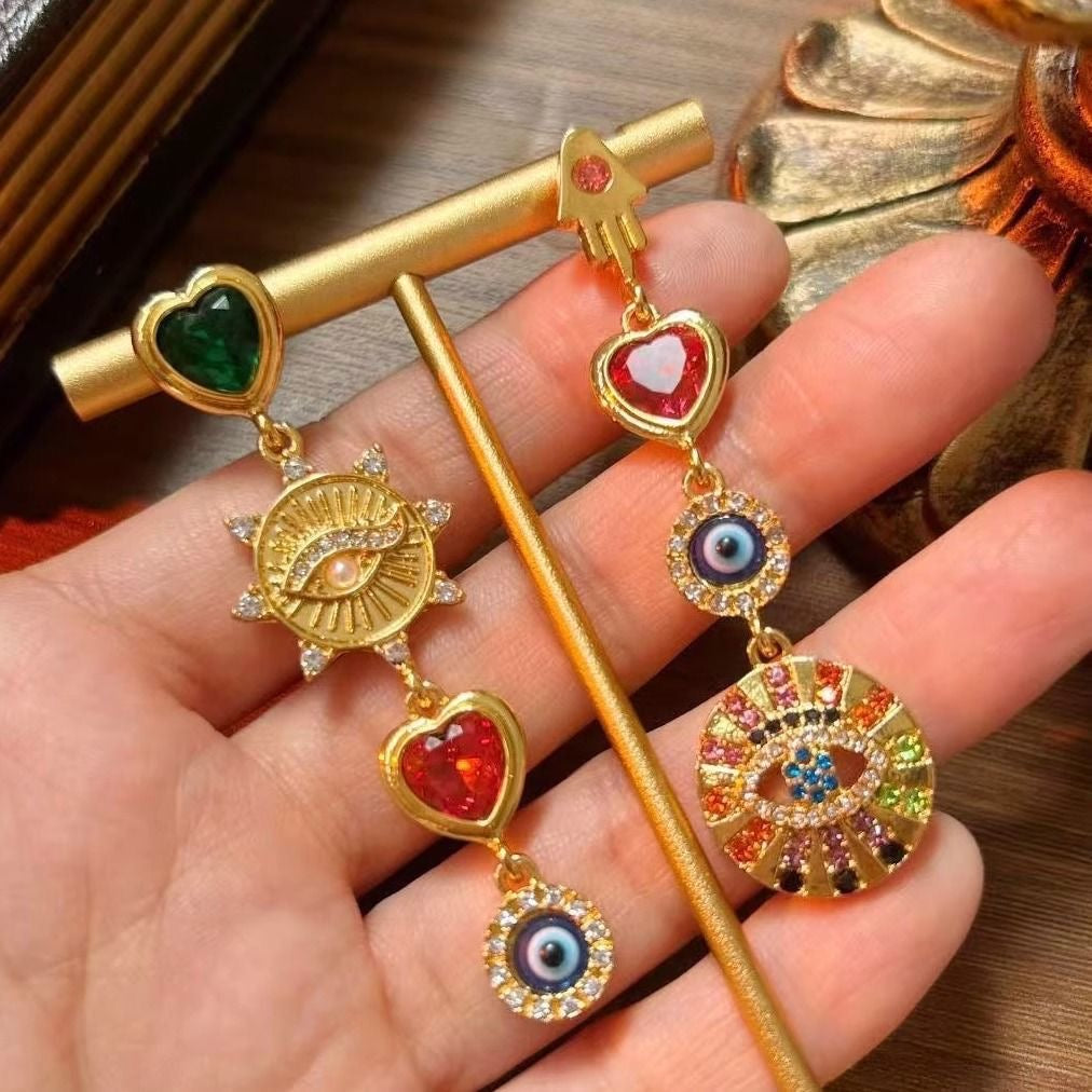 Evil Eye Linear Earrings