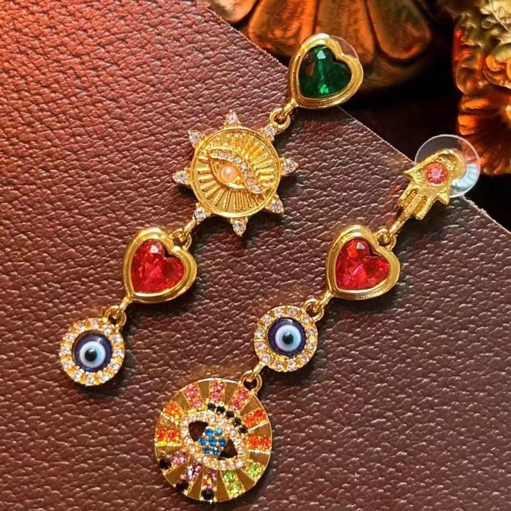 Evil Eye Linear Earrings