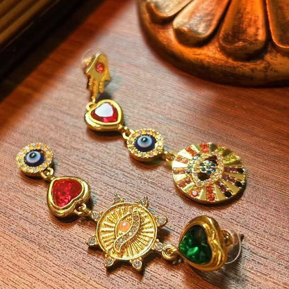 Evil Eye Linear Earrings