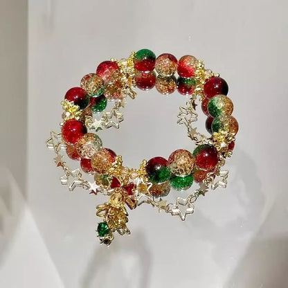 Christmas Style Bracelets for Women Cute Colourful Xmas Beaded Bracelets with Adorable Snowman Jolly Santa Claus Vibrant Christmas Tree Charms Exquisite Perfect Festive Jewelry Gifts for Holiday Party
