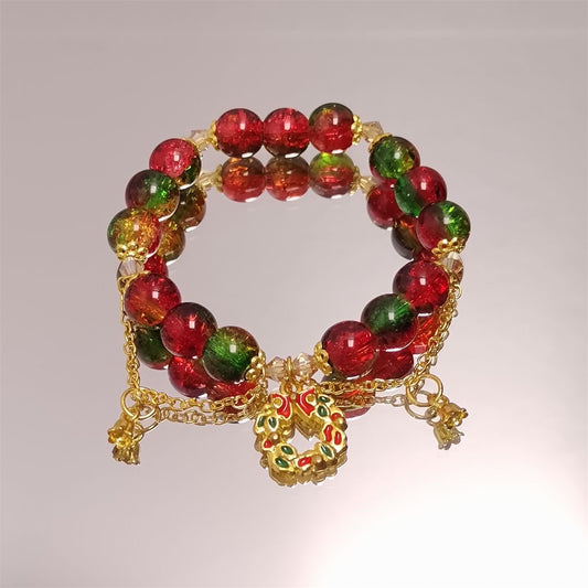 Christmas Style Bracelets for Women Cute Colourful Xmas Beaded Bracelets with Adorable Snowman Jolly Santa Claus Vibrant Christmas Tree Charms Exquisite Perfect Festive Jewelry Gifts for Holiday Party