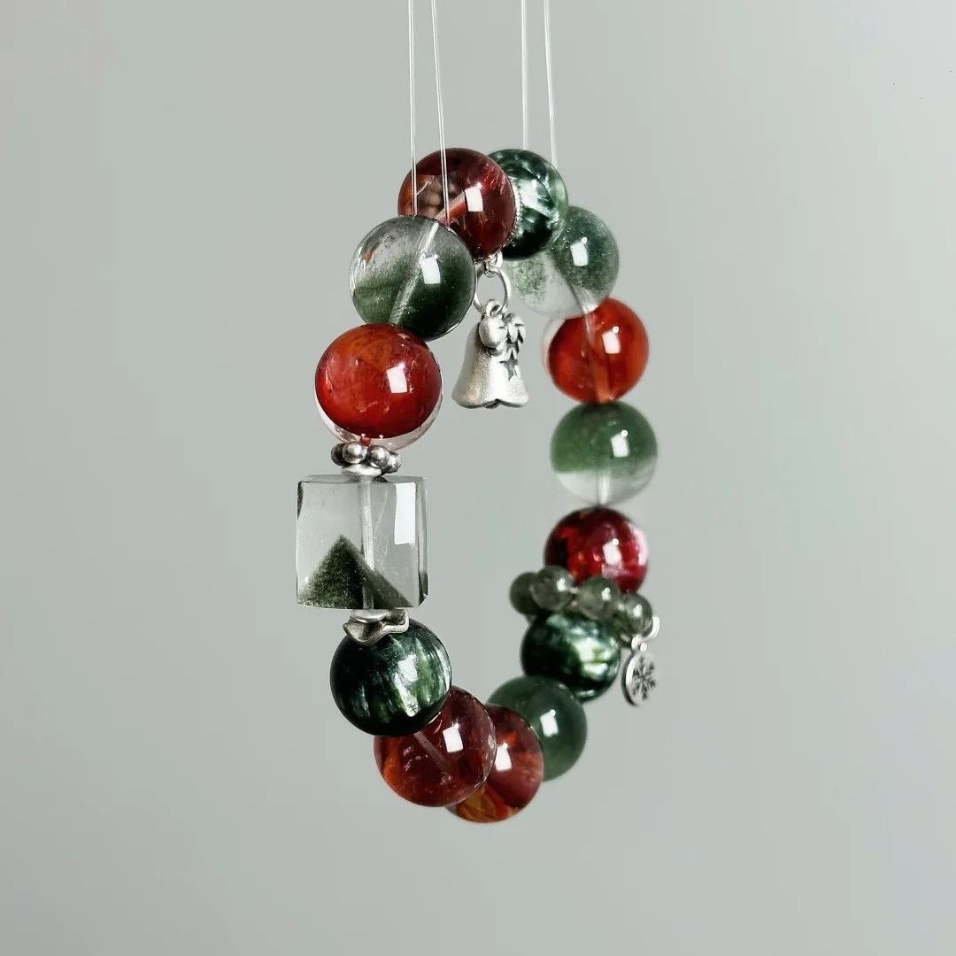 Christmas Power Gemstone Crystal Beads Natural Red Gum Flower Crystal Bracelet