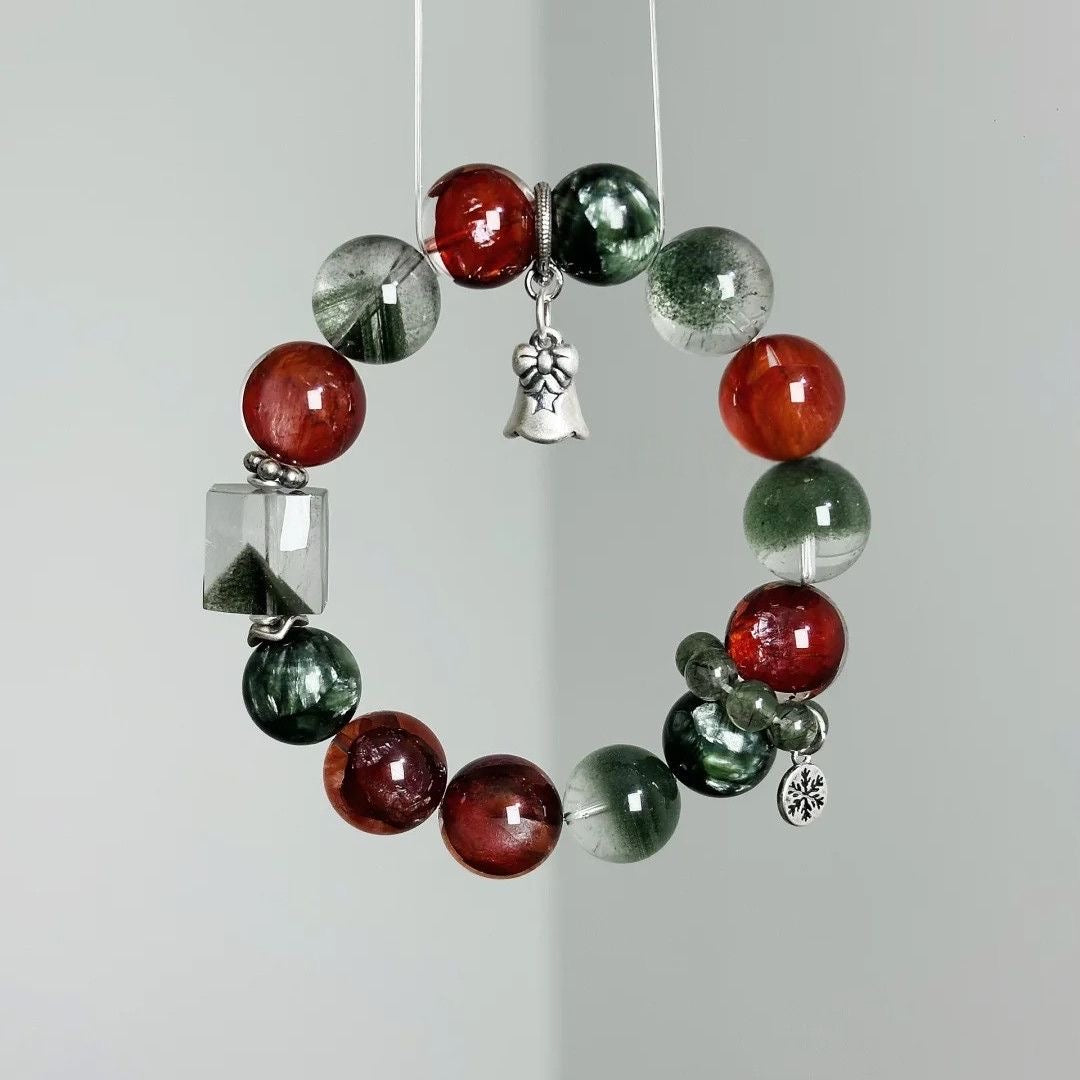 Christmas Power Gemstone Crystal Beads Natural Red Gum Flower Crystal Bracelet