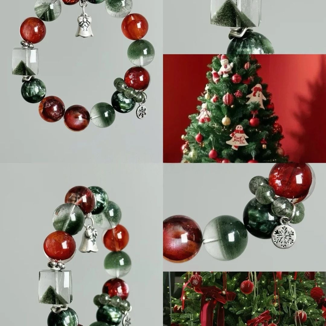 Christmas Power Gemstone Crystal Beads Natural Red Gum Flower Crystal Bracelet