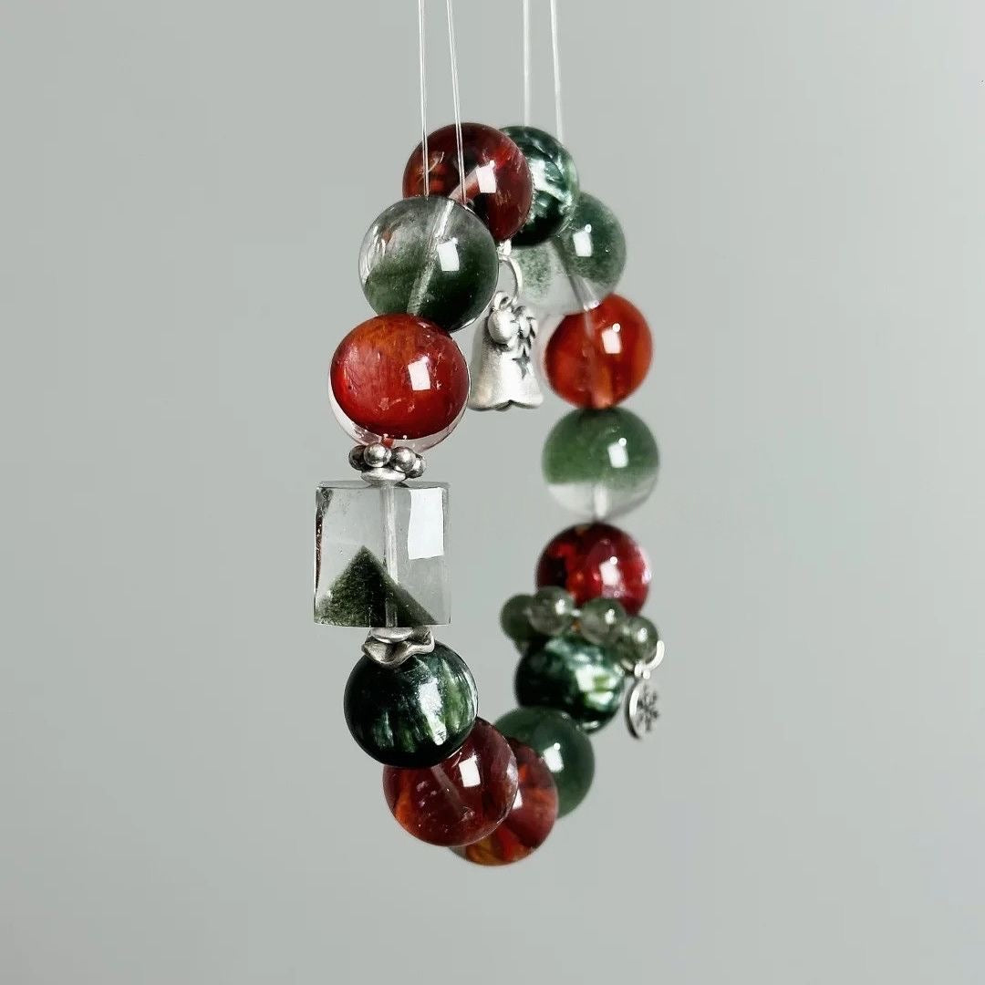 Christmas Power Gemstone Crystal Beads Natural Red Gum Flower Crystal Bracelet