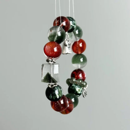 Christmas Power Gemstone Crystal Beads Natural Red Gum Flower Crystal Bracelet