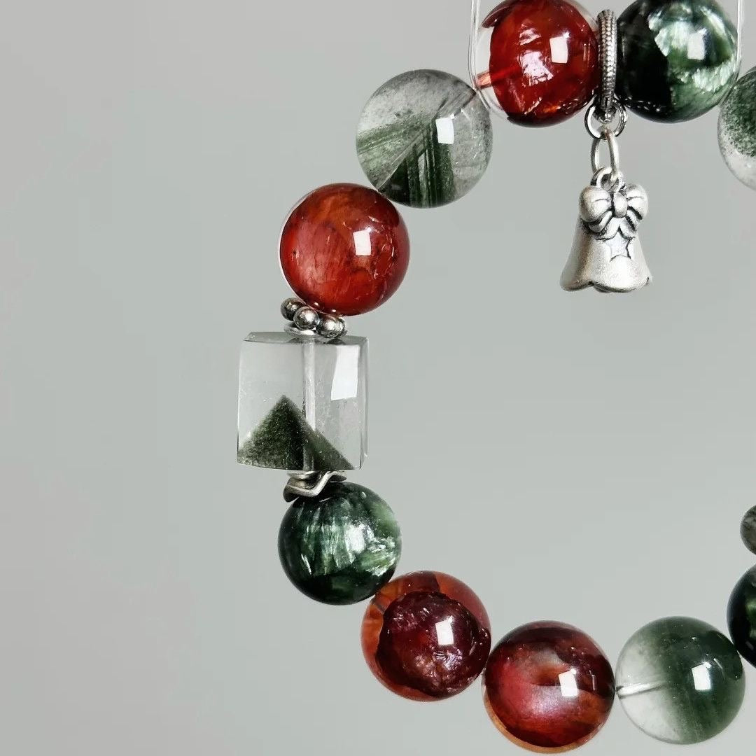 Christmas Power Gemstone Crystal Beads Natural Red Gum Flower Crystal Bracelet