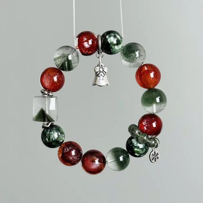 Christmas Power Gemstone Crystal Beads Natural Red Gum Flower Crystal Bracelet